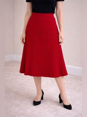 Adolfo Red Midi Skirt